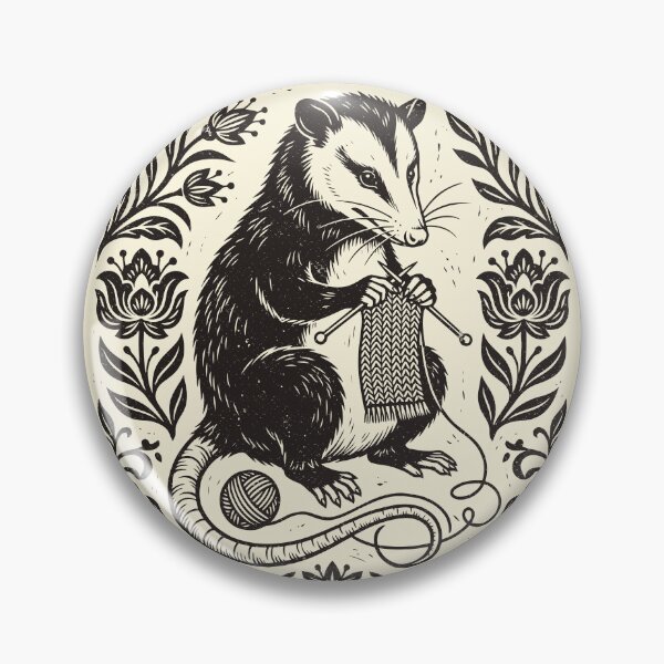 Item preview, Knitting Opossum Funny Linocut Possum Knitter Yarn designed and sold by Y-Vibes.