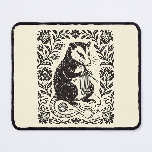 Item preview, Knitting Opossum Funny Linocut Possum Knitter Yarn designed and sold by Y-Vibes.