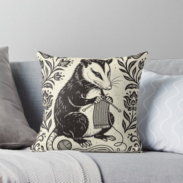 Item preview, Knitting Opossum Funny Linocut Possum Knitter Yarn designed and sold by Y-Vibes.