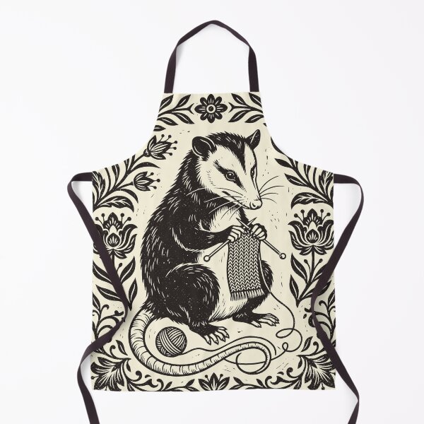 Item preview, Knitting Opossum Funny Linocut Possum Knitter Yarn designed and sold by Y-Vibes.