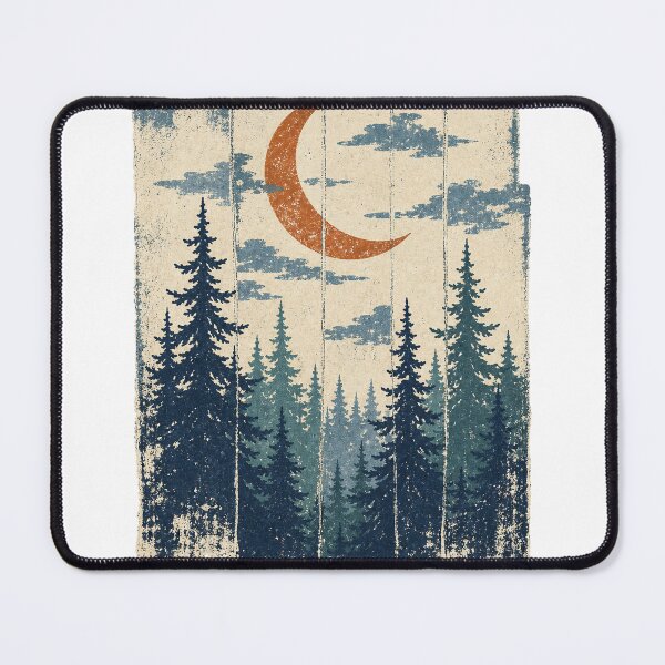 Item preview, Crescent Moon above the Pine Forest Witchcore Art designed and sold by VisualArtsOasis.
