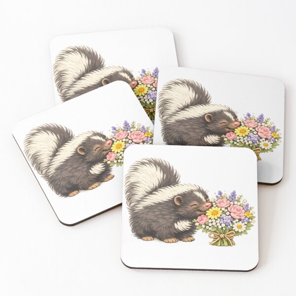 Item preview, Cute Skunk Sniffing Flowers designed and sold by Buli89.