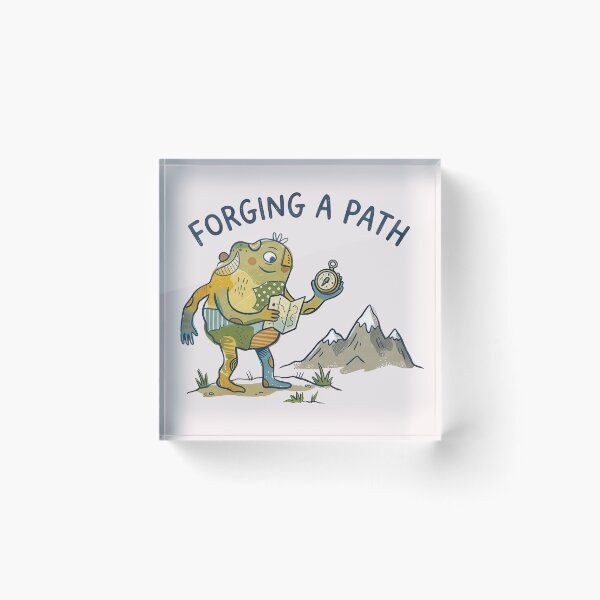 Item preview, Forging A Path - Cute Naive Creature with Map & Compass Mountain Adventure designed and sold by TontikDesign.