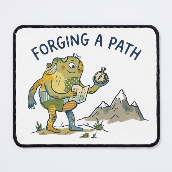 Item preview, Forging A Path - Cute Naive Creature with Map & Compass Mountain Adventure designed and sold by TontikDesign.