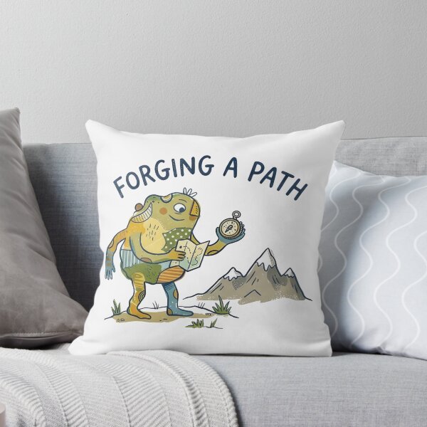 Item preview, Forging A Path - Cute Naive Creature with Map & Compass Mountain Adventure designed and sold by TontikDesign.