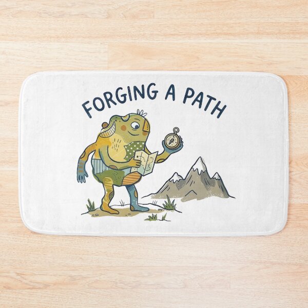 Item preview, Forging A Path - Cute Naive Creature with Map & Compass Mountain Adventure designed and sold by TontikDesign.