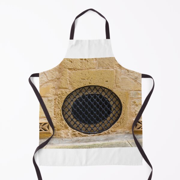 Item preview, Round Black Iron Grate Venting Set in Textured Yellow Sandstone Wall With Decorative Air Vents designed and sold by Nmallia.