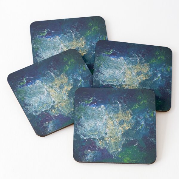 Item preview, Deep ocean light - Abstract in petrol, emerald green, and gold designed and sold by HeART1234.