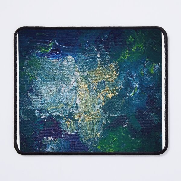 Item preview, Deep ocean light - Abstract in petrol, emerald green, and gold designed and sold by HeART1234.