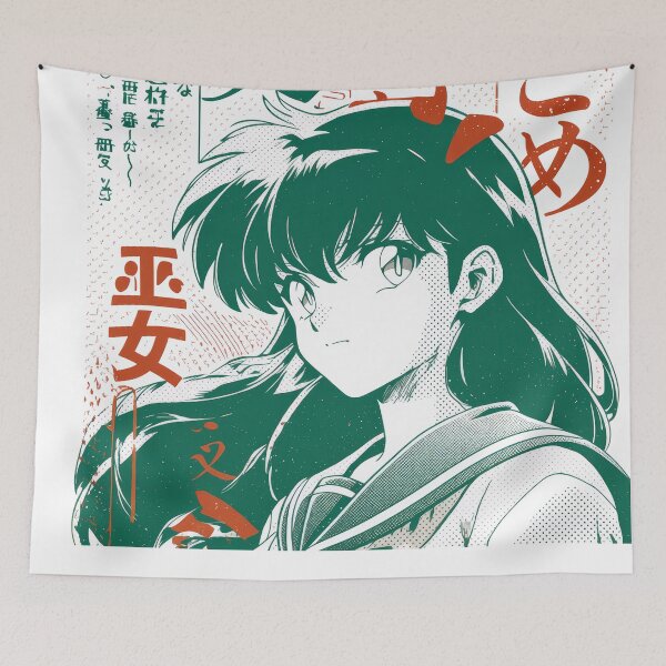 Item preview, Kagome Duotone Retro Japanese Poster  designed and sold by AnimeArsenalPrints.