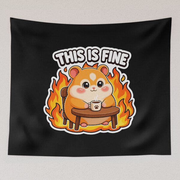 Item preview, Cozy Hamster This Is Fine Meme | Cute Burnout Anxiety Humor | Relatable Gen Z Aesthetic designed and sold by Pick'n Quick.