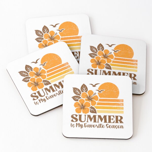 Item preview, Summer is My Favorite Season - Vintage Hibiscus Flower and Sunset Beach designed and sold by gunaone-design.