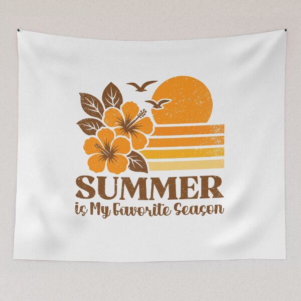 Item preview, Summer is My Favorite Season - Vintage Hibiscus Flower and Sunset Beach designed and sold by gunaone-design.