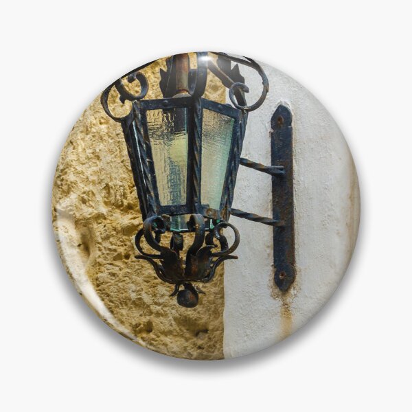 Item preview, Antique Wrought Iron Lantern Wall Sconce Mounted On Weathered Stone And Plaster Facade designed and sold by Nmallia.