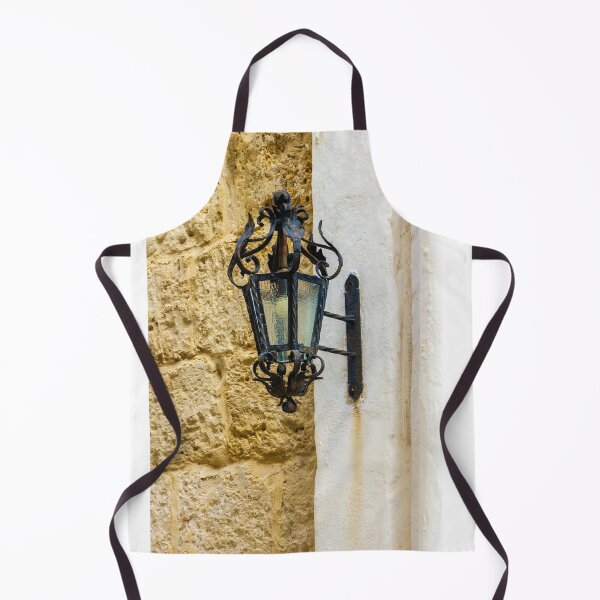 Item preview, Antique Wrought Iron Lantern Wall Sconce Mounted On Weathered Stone And Plaster Facade designed and sold by Nmallia.