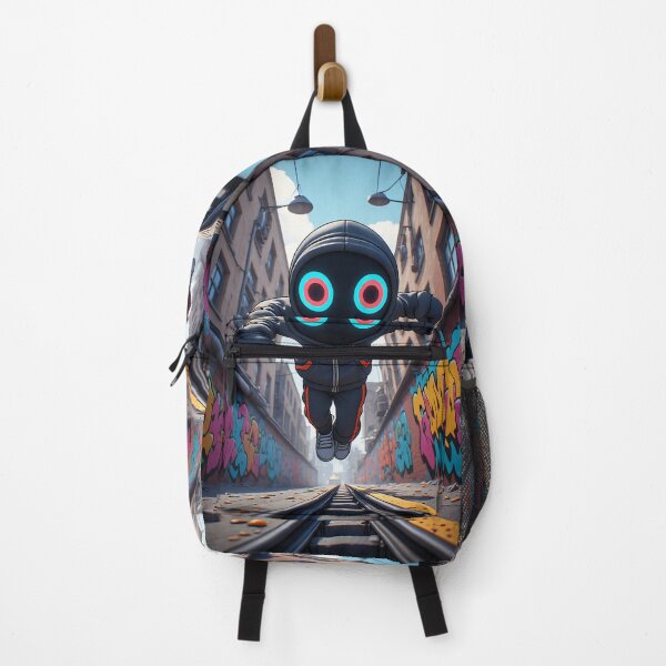 Item preview, An artistic cyber character flies over graffiti-covered streets. designed and sold by Mianku | Für das Leben.