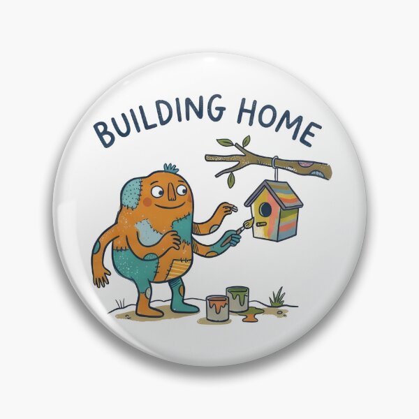 Item preview, Building Home - Cute Naive Creature Painting Birdhouse designed and sold by TontikDesign.