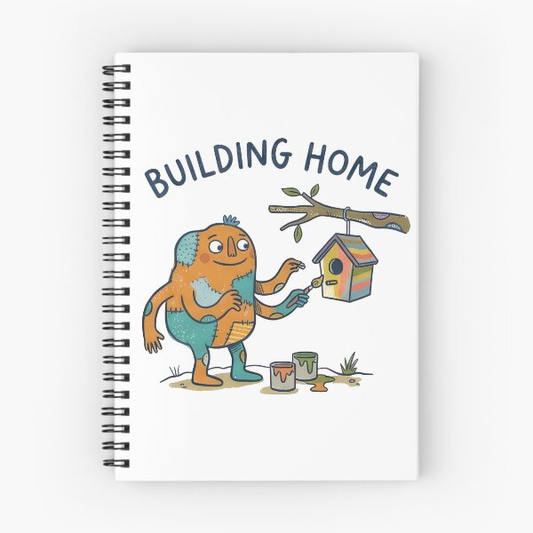 Item preview, Building Home - Cute Naive Creature Painting Birdhouse designed and sold by TontikDesign.