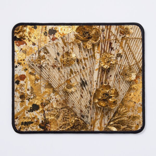 Item preview, Gilded Gold Leaf Fan and Floral Mixed Media Art designed and sold by THE SPLATTERED HAUS BY SAGE BANKS.