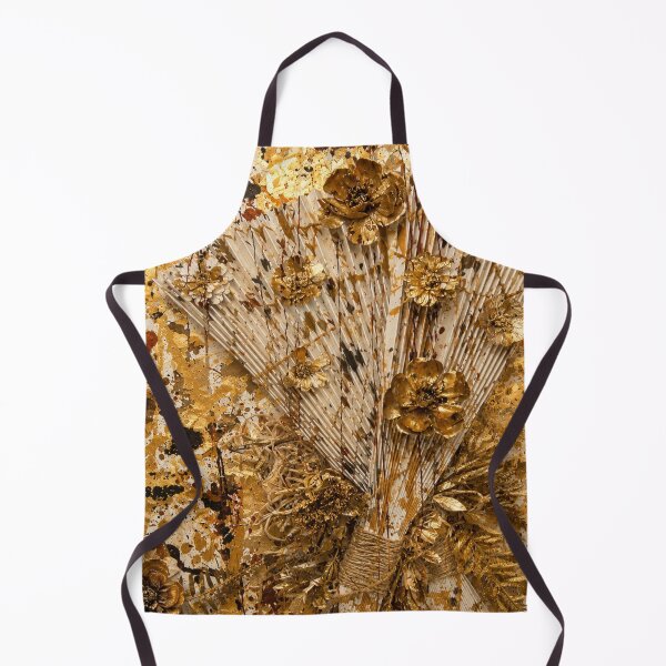 Item preview, Gilded Gold Leaf Fan and Floral Mixed Media Art designed and sold by THE SPLATTERED HAUS BY SAGE BANKS.