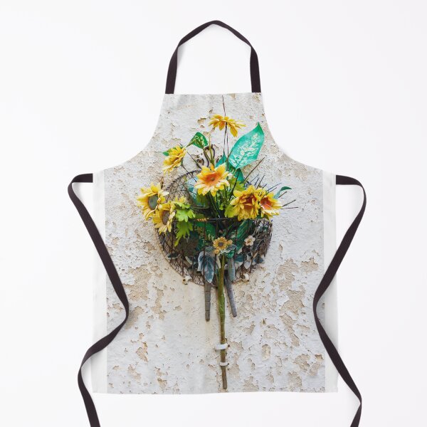 Item preview, Vintage Sunflower Wall Basket With Yellow Artificial Flowers Hanging On Peeling Plaster designed and sold by Nmallia.