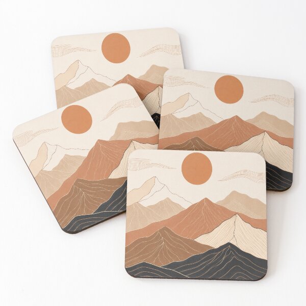 Item preview, Minimalist Mountain Sunset Line Art Outdoor Nature designed and sold by teemix.