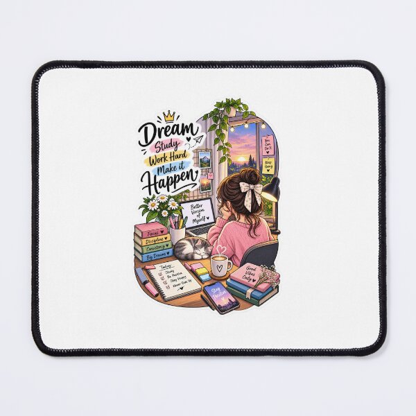 Item preview, Dream Study Work Hard Make It Happen – Cozy Study Girl designed and sold by Ishratparween11.