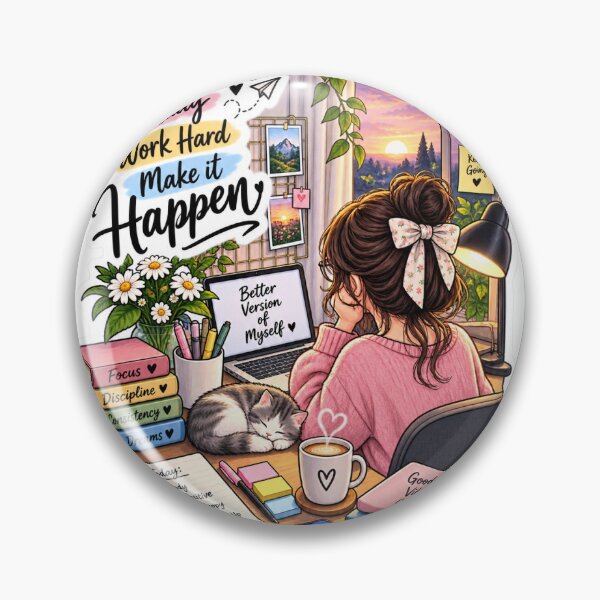 Item preview, Dream Study Work Hard Make It Happen – Cozy Study Girl designed and sold by Ishratparween11.