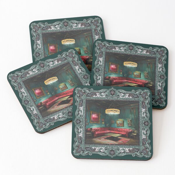 Item preview, No Members Club Art Painting Green Frame designed and sold by RichardRags.