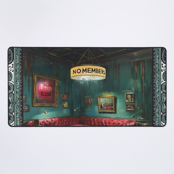 Item preview, No Members Club Art Painting Green Frame designed and sold by RichardRags.