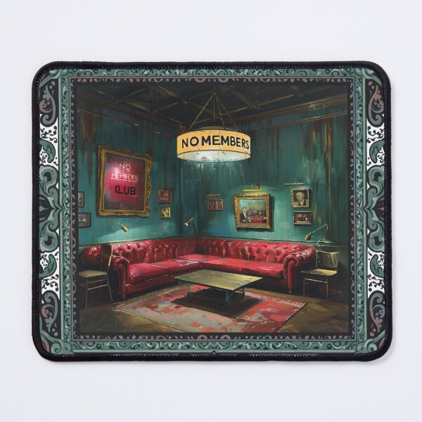 Item preview, No Members Club Art Painting Green Frame designed and sold by RichardRags.