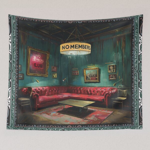 Item preview, No Members Club Art Painting Green Frame designed and sold by RichardRags.