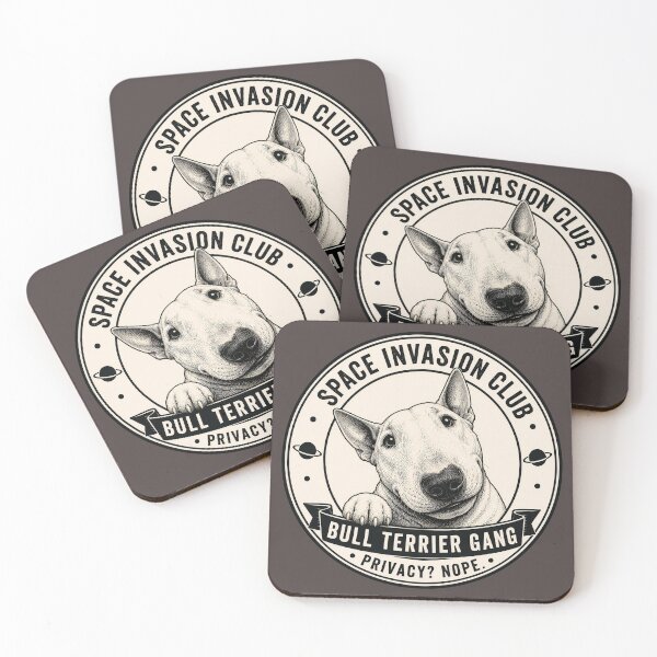 Item preview, Space Invasion Club - Bull Terrier Gang - Privacy? Nope/Funny Bull Terrier Dog Badge Logo  designed and sold by Halejo68.