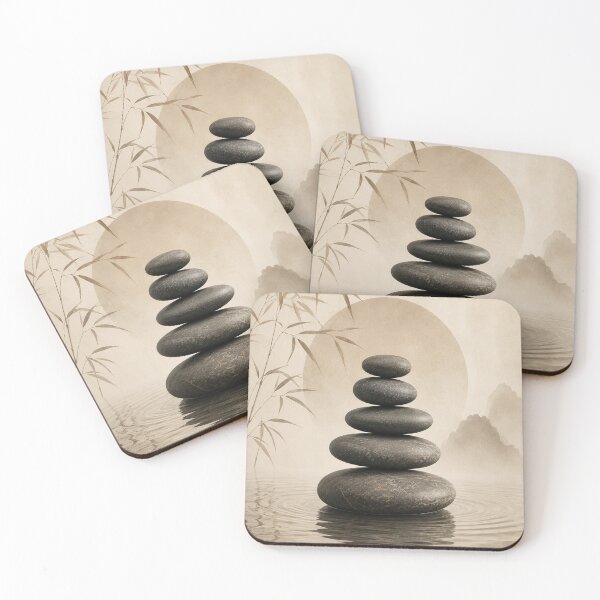 Item preview, Minimalist Zen Stone Balance Stacking Meditation Art designed and sold by teemix.