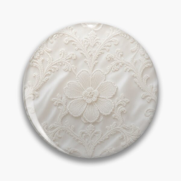 Item preview, Elegant White Floral Lace Embroidery Pattern – Soft Cream Satin Damask Fabric Texture with Romantic Vintage Lace Details for Luxe Decor and Elegant Accessories designed and sold by SurfaceCraft Studio.
