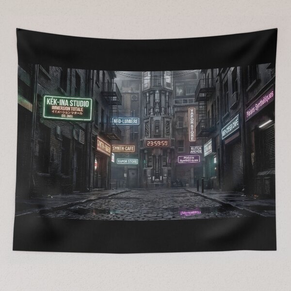 Item preview, Cyberpunk Dark Alley - Rain, Neon Lights, and Future Megalopolis designed and sold by Kek-Ina.