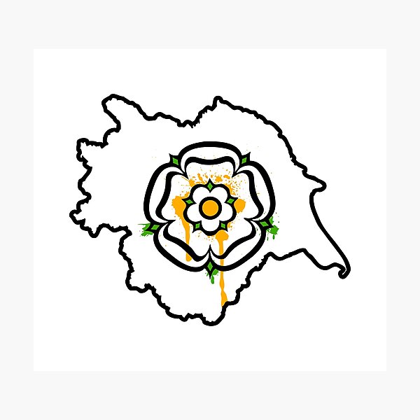 Item preview, Yorkshire Map Silhouette Paint Drip Rose Urban Graphic designed and sold by OnHeathAndMoor.