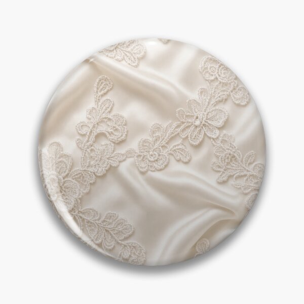 Item preview, Romantic Cream Silk Satin and Floral Lace Applique Pattern – Elegant Ivory Embroidered Flower Vines on Soft Draped Satin Fabric Texture for Bridal Aesthetic Decor and Luxury Accessories designed and sold by SurfaceCraft Studio.