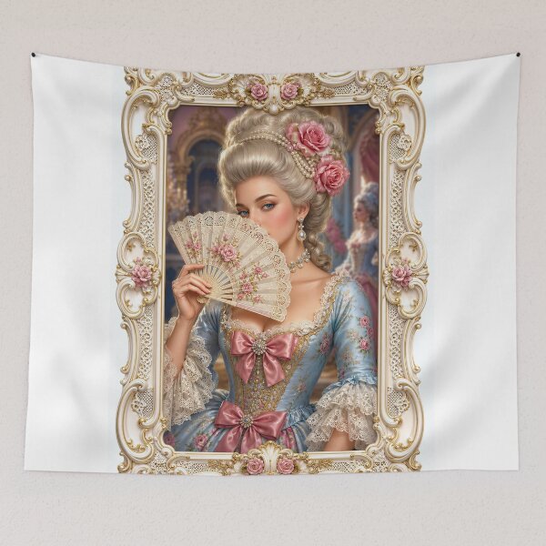 Item preview, 18th Century Gilded Elegance Portrait Of Isabeau Montclaire Sophisticated AI Concept Art by Xzendor7 designed and sold by Xzendor7 Digital Art Creations.