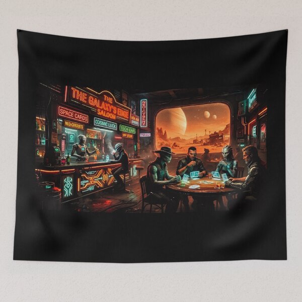 Item preview, The Cyberpunk Saloon - Futuristic Western Atmosphere and Neon Lights designed and sold by Kek-Ina.