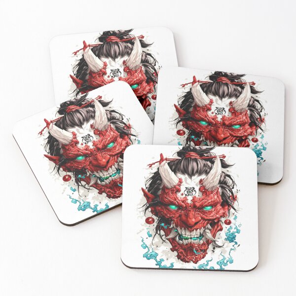 Item preview, Crimson Oni with Turquoise Spirit Flames designed and sold by SquareSign.