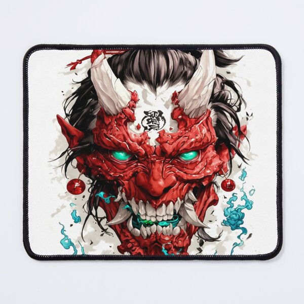 Item preview, Crimson Oni with Turquoise Spirit Flames designed and sold by SquareSign.