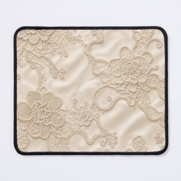 Item preview, Vintage Champagne Beige Floral Guipure Lace Pattern – Delicate Cream Crochet Lace Embroidery on Soft Satin Fabric Texture for Romantic Decor and Accessories designed and sold by SurfaceCraft Studio.