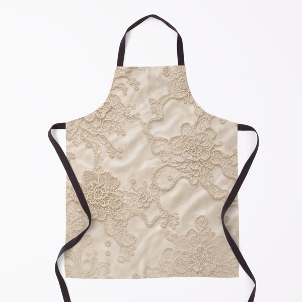 Item preview, Vintage Champagne Beige Floral Guipure Lace Pattern – Delicate Cream Crochet Lace Embroidery on Soft Satin Fabric Texture for Romantic Decor and Accessories designed and sold by SurfaceCraft Studio.