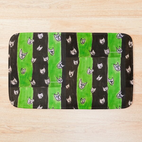 Item preview, Green and Black, wallpaper of cats designed and sold by DancingCreek.