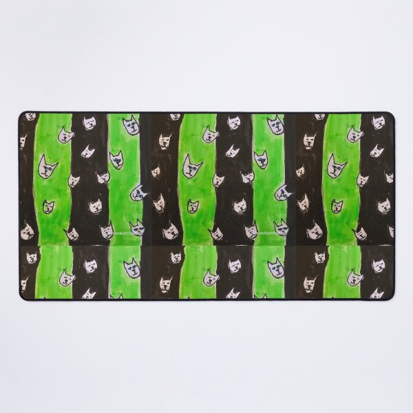 Item preview, Green and Black, wallpaper of cats designed and sold by DancingCreek.