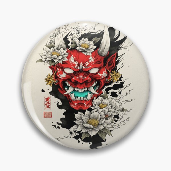 Item preview, Red Oni and White Lotus Flowers designed and sold by SquareSign.