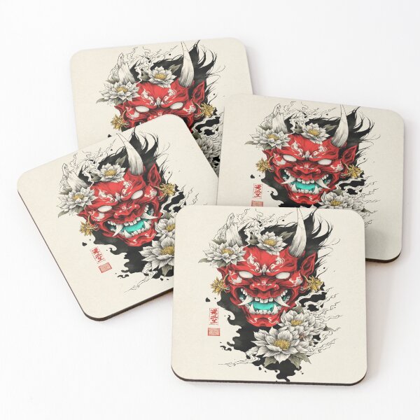 Item preview, Red Oni and White Lotus Flowers designed and sold by SquareSign.