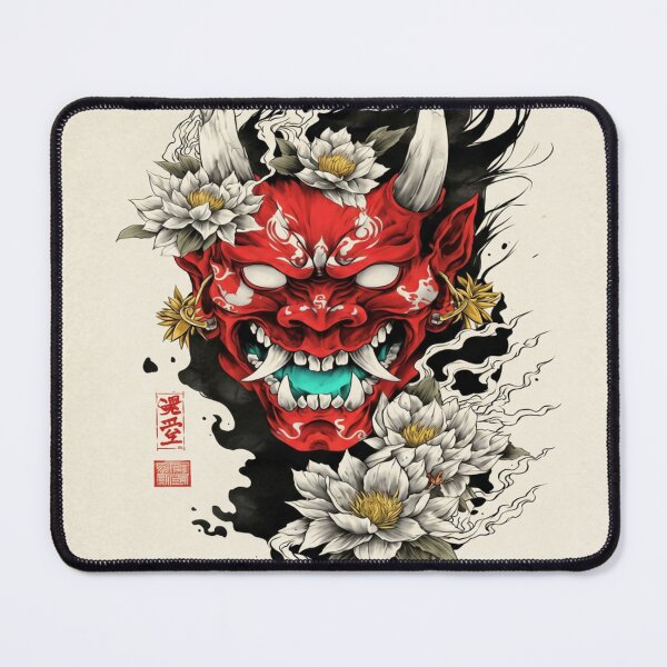 Item preview, Red Oni and White Lotus Flowers designed and sold by SquareSign.