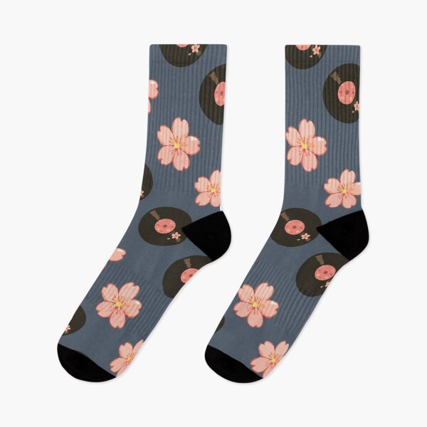 Item preview, Vintage Vinyl Records and Floral Music Pattern 1 designed and sold by SimplePoDesign.